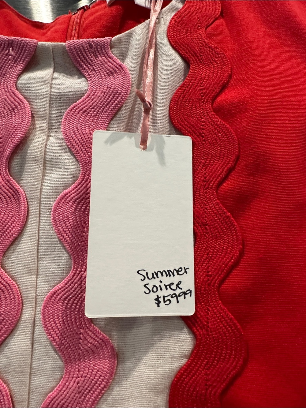 entro Red Sleeveless Mini Dress with Pink & White Trim - Picture 3 of 4